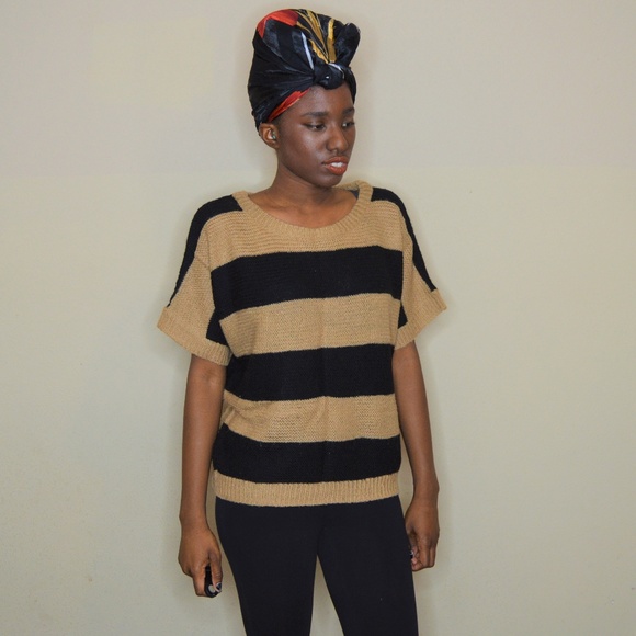 Forever 21 Sweaters - Striped Short Sleeve Sweater